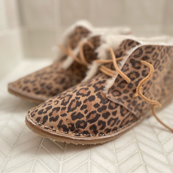 Beek Penguin Shearling Boots Size 10 Leather Leopard print - Picture 4 of 12